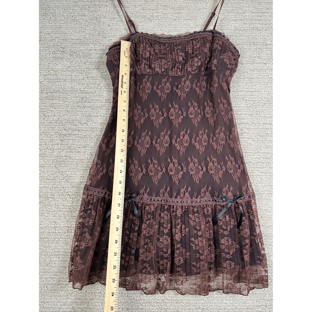 Kimchi Blue Brown Lace Mini Dress Coquette Bows Keyhole OB2163152 Womens Small - Picture 3 of 10